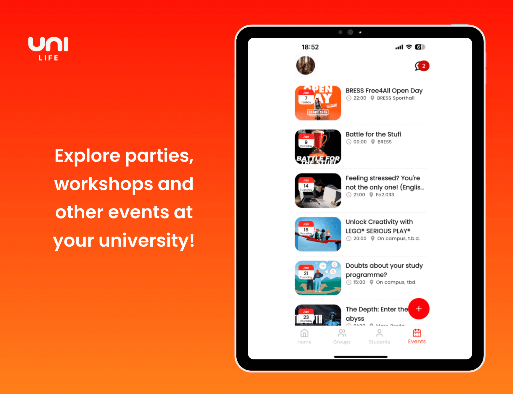 Uni-life Events Interface